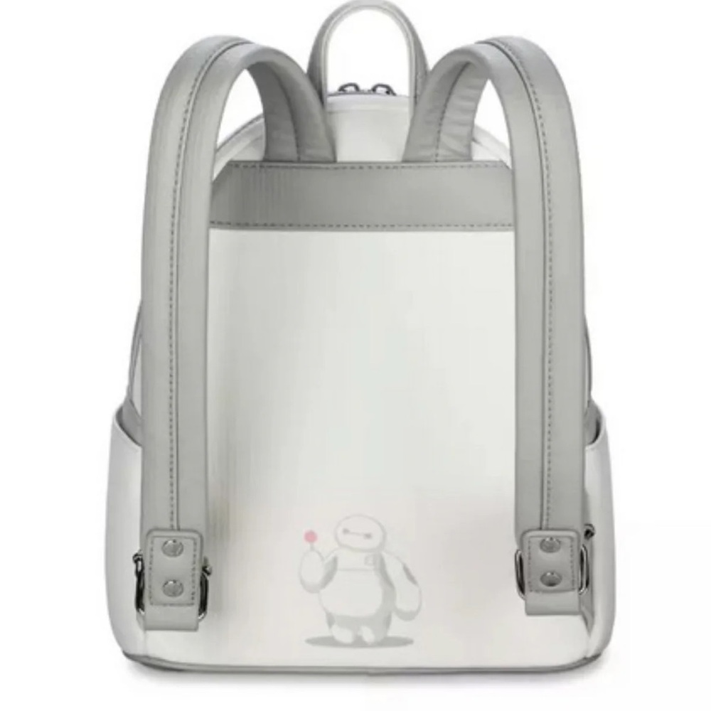 Loungefly BayMax SET: White and Light Gray mini Backpack with matching Headband - Picture 10 of 16